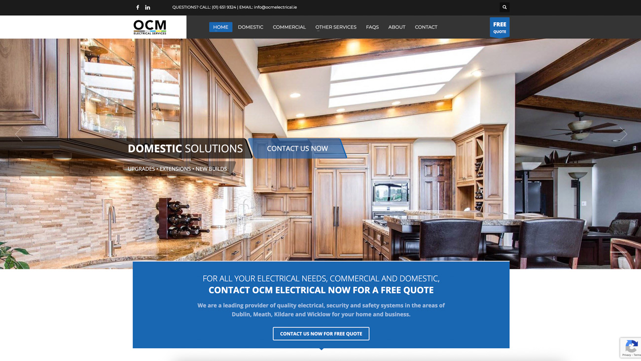 Screenshot of OCM Electrical website