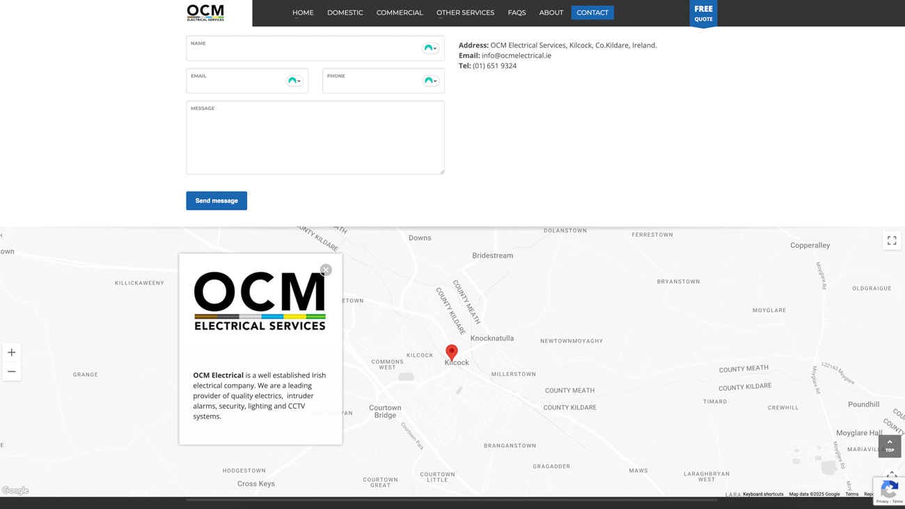 Screenshot of OCM Electrical website