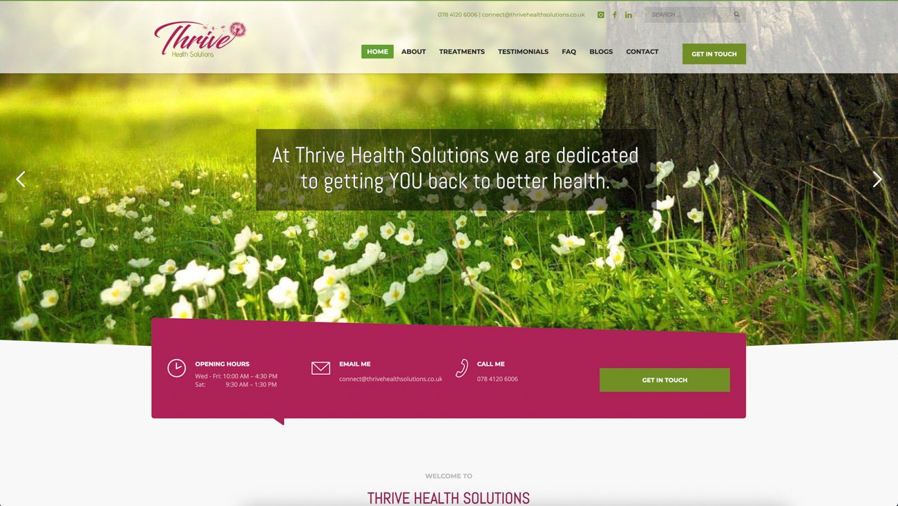 Screenshot of Thrive Health Solutions website