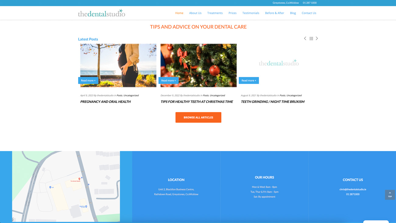 Screenshot of The Dental Studio website