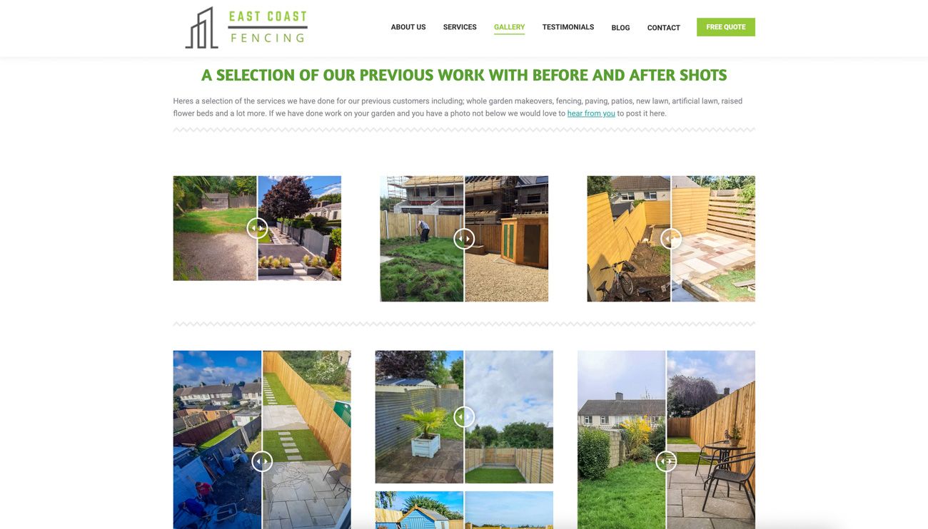 Screenshot of East Coast Fencing website