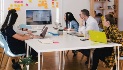 People in an office having a meeting