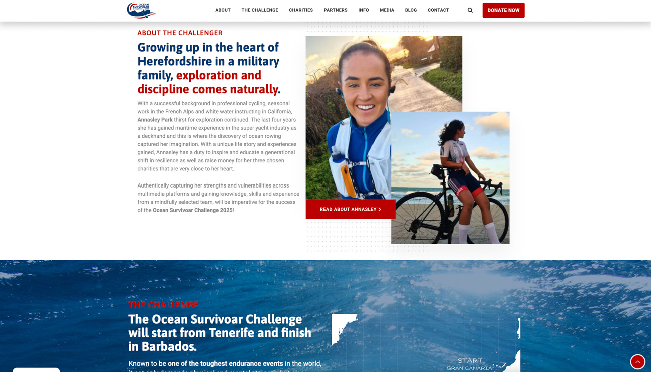 Screenshot of Ocean Survivoar Challenger website