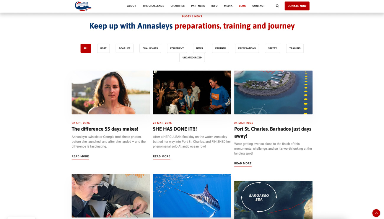 Screenshot of Ocean Survivoar Challenger website