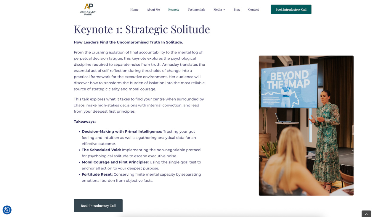 Screenshot of Annasley Park website