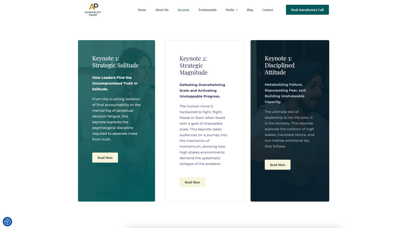 Screenshot of Annasley Park website