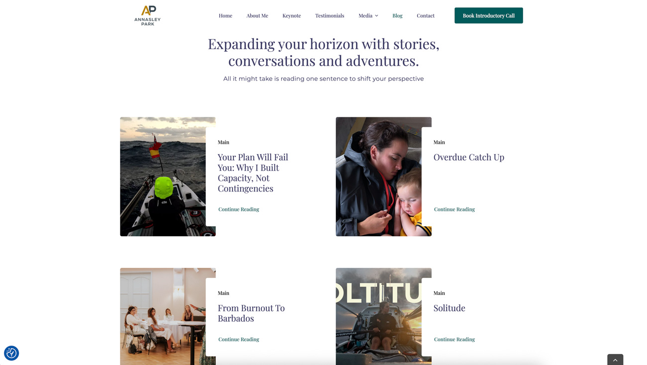 Screenshot of Annasley Park website