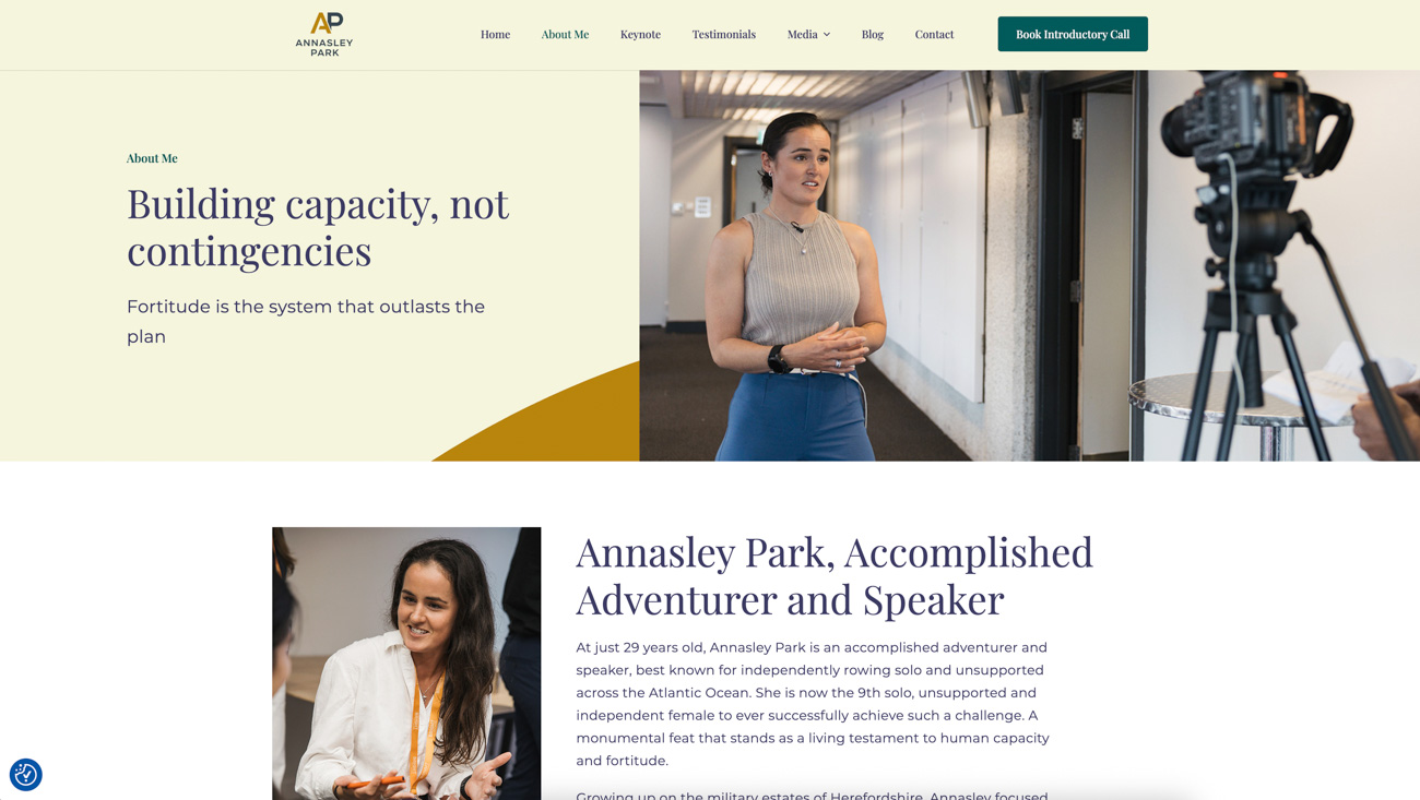 Screenshot of Annasley Park website