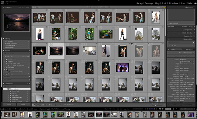 Screenshot of image library in adobe lightroom