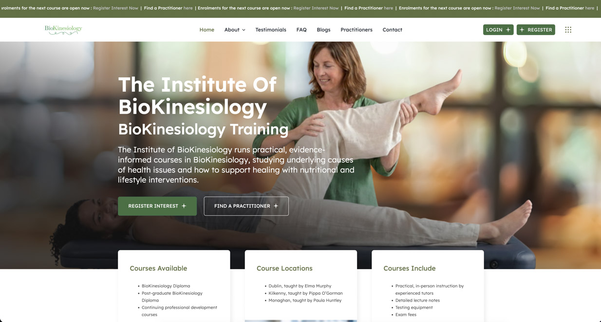 BioKinesiology Website Screenshot