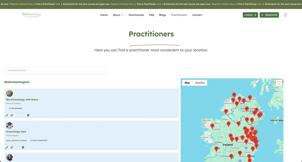 BioKinesiology Website Screenshot